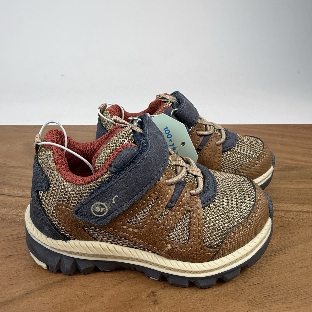 New Little Kids Stride Rite Artin 4.0 Faux Leather Tan Sneakers Shoes Size 5 C